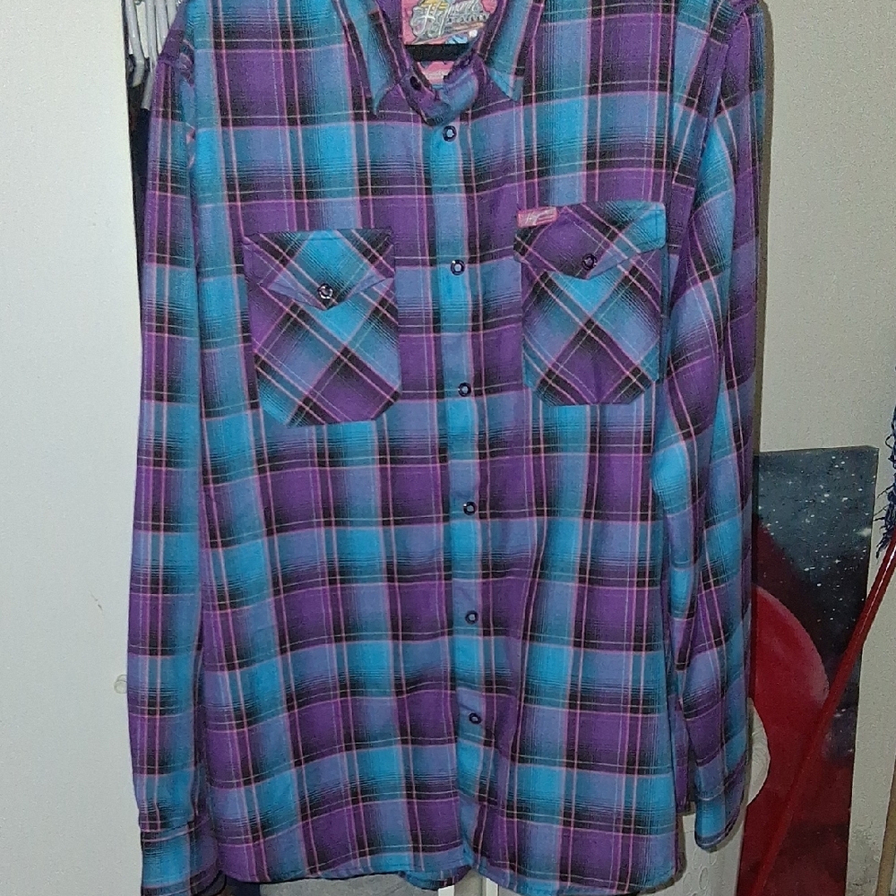 DIXXON Purple and Blue Checkered Men's Shirt